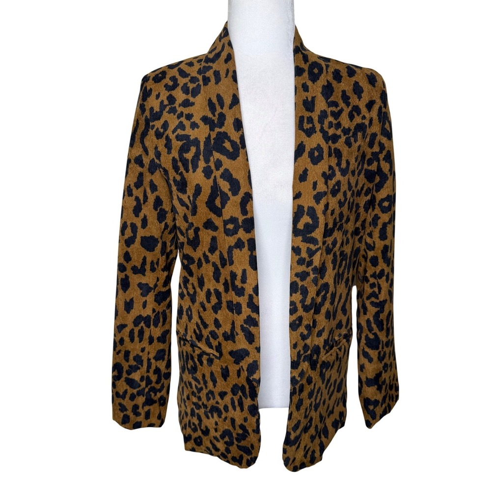 Nasty Gal Blazer Womenโ Small Leopard Corduroy Brown Office Animal Print Fall